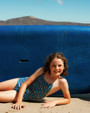 Girls' one-piece colored leopard swimsuit