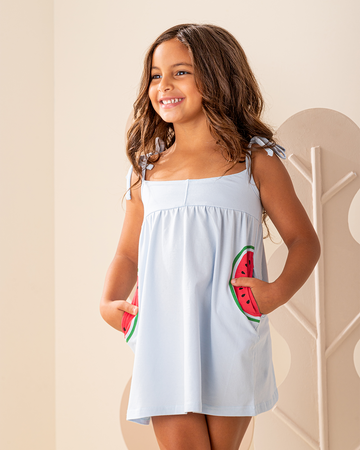 Watermelon Pocket Strap Dress cotton